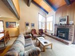 Mammoth Lakes Condo Rental Sunrise 23- Open Floor Plan Living Room with Fold Out Couch